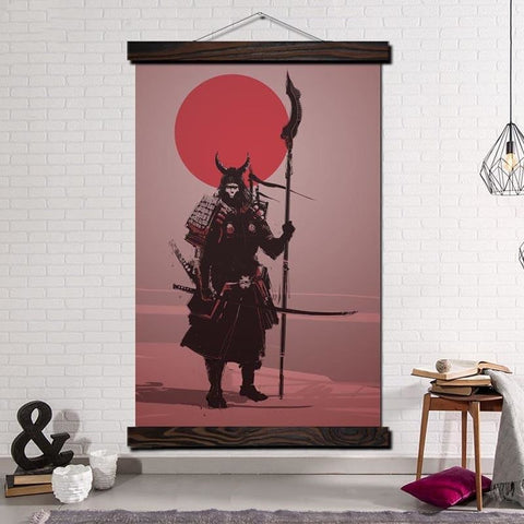 Pintura Japonesa Samurai Shinigami Con Marco