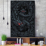 Pintura Japonesa Samurai Y Dragón Pared