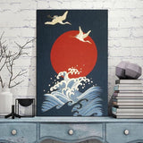 Pintura Japonesa Vuelo De Grullas Mueble