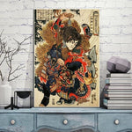 Pintura Samurái Japonesa Tradicional Sin Marco Colocado