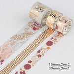 Set de 3 Cintas Adhesivas Decorativas Japonesas Dorado