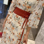 Vestido Floral Japonés Cintura
