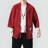 Chaqueta Kimono Para Vestir de Hombre Rojo